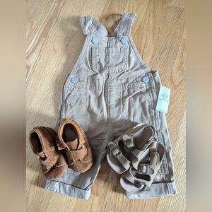 Baby Overalls w/ Minnetonka moccasins and Sandals